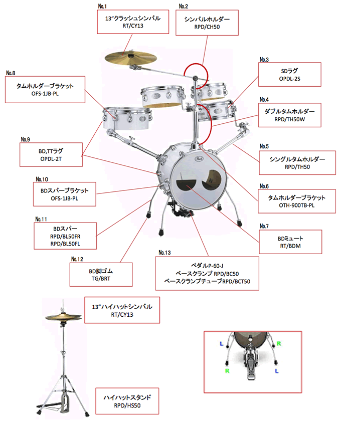 ドラムパーツ】RT-545N Pearl／パール【リズムトラベラー】｜ベータ